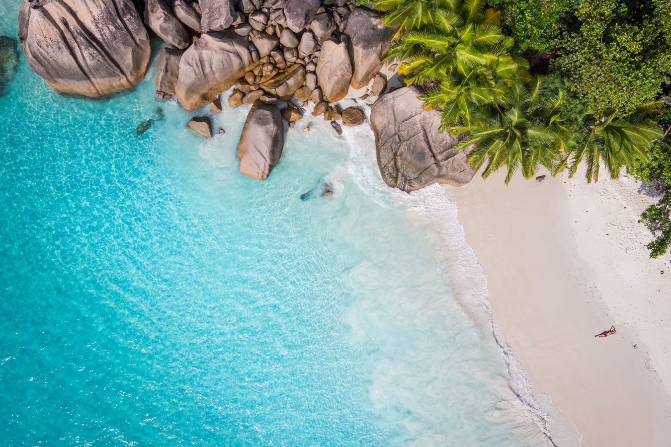A tropical beach seen from above