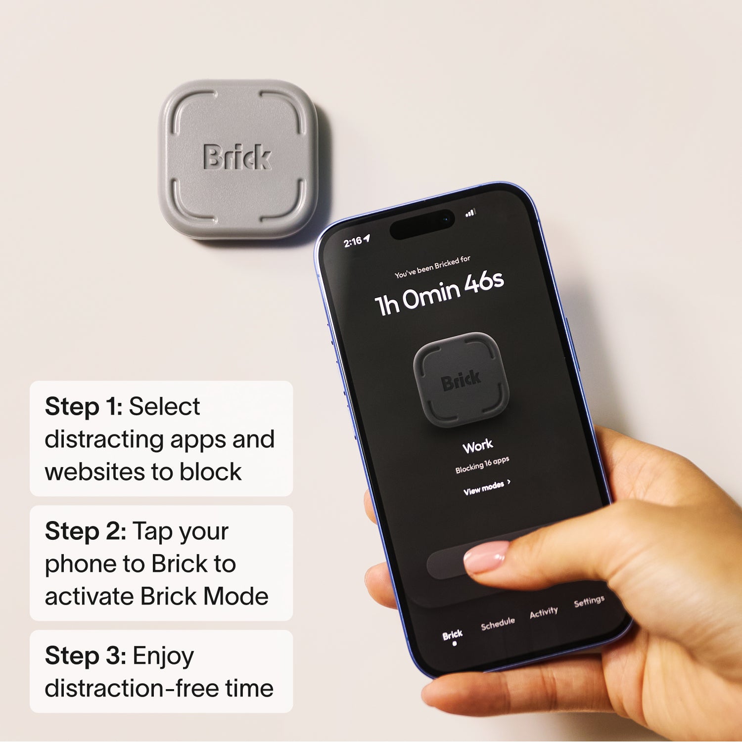 A phone using Brick beside the physical Brick device