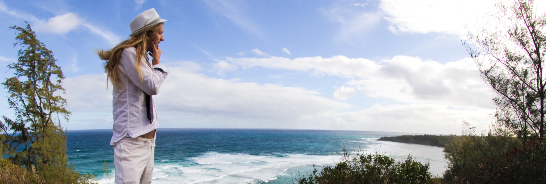Michael Mackintosh looking over the ocean from a cliff